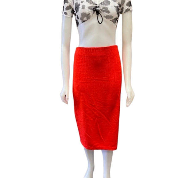 Kardashian Kollection NWT Basic Crepe Pencil Skirt Vintage Orange Size XL - Picture 3 of 8